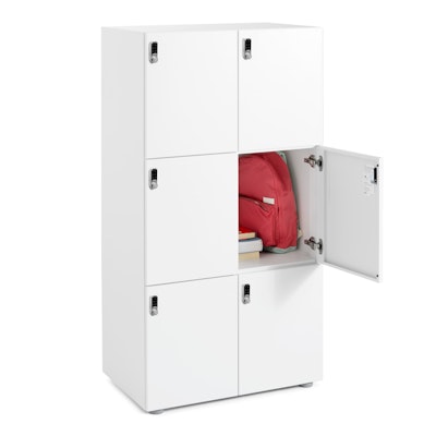 White Stash Digital 6-Door Locker,White,hi-res